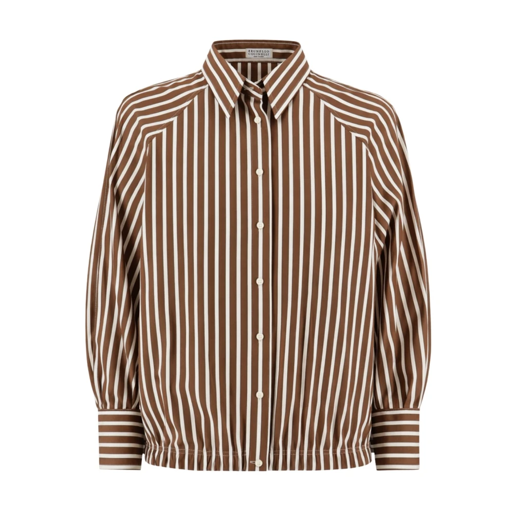 Brunello Cucinelli Brown Shirts, Female, L, Refined Striped Shirt