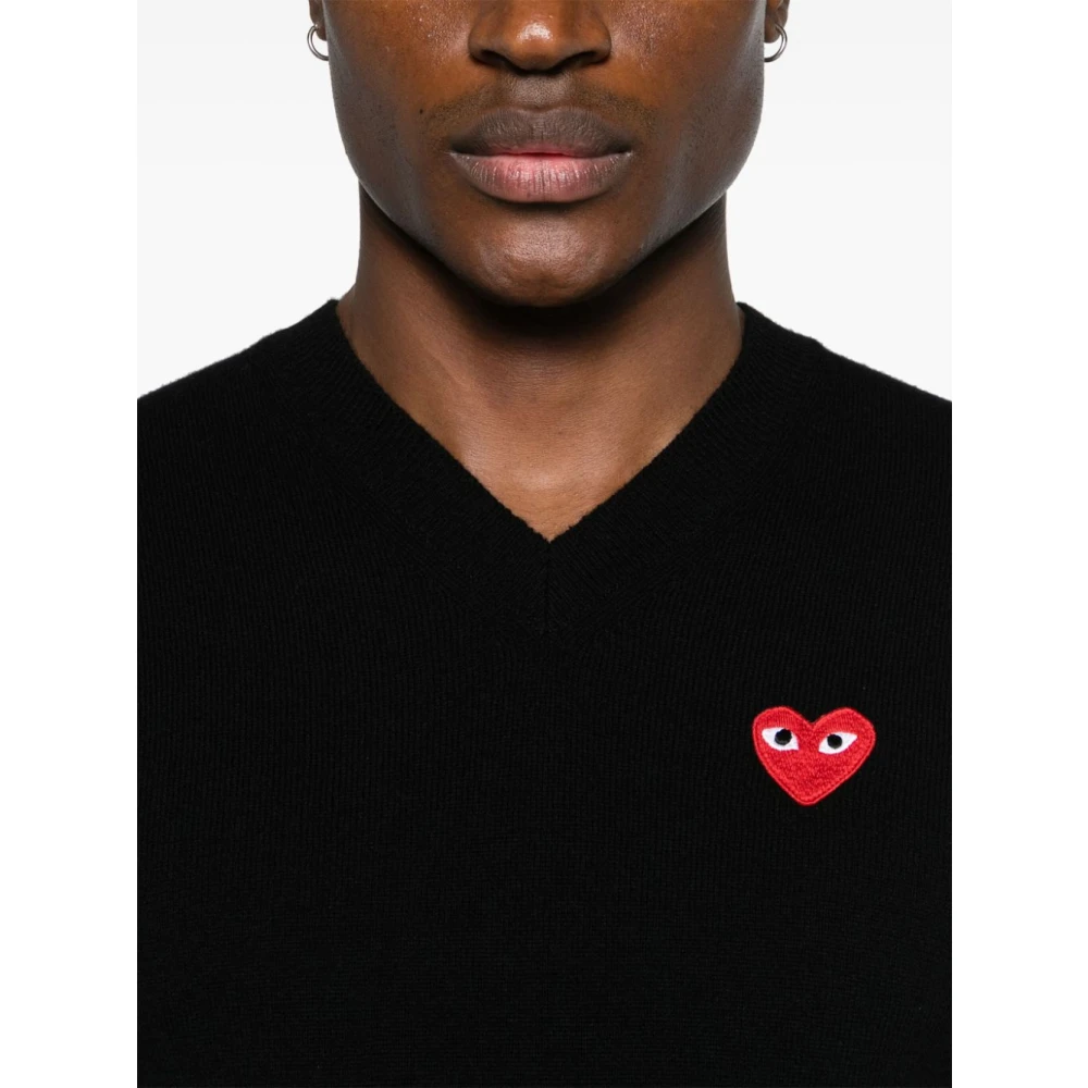 Comme des Garçons Zwarte wollen trui met hart Black Heren