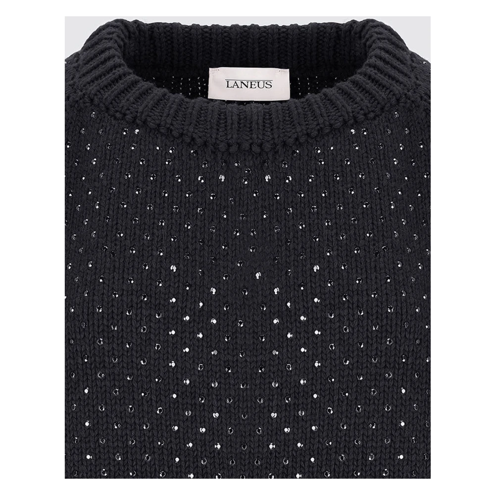 Laneus Ronde Hals Trui Hotfix Black Dames
