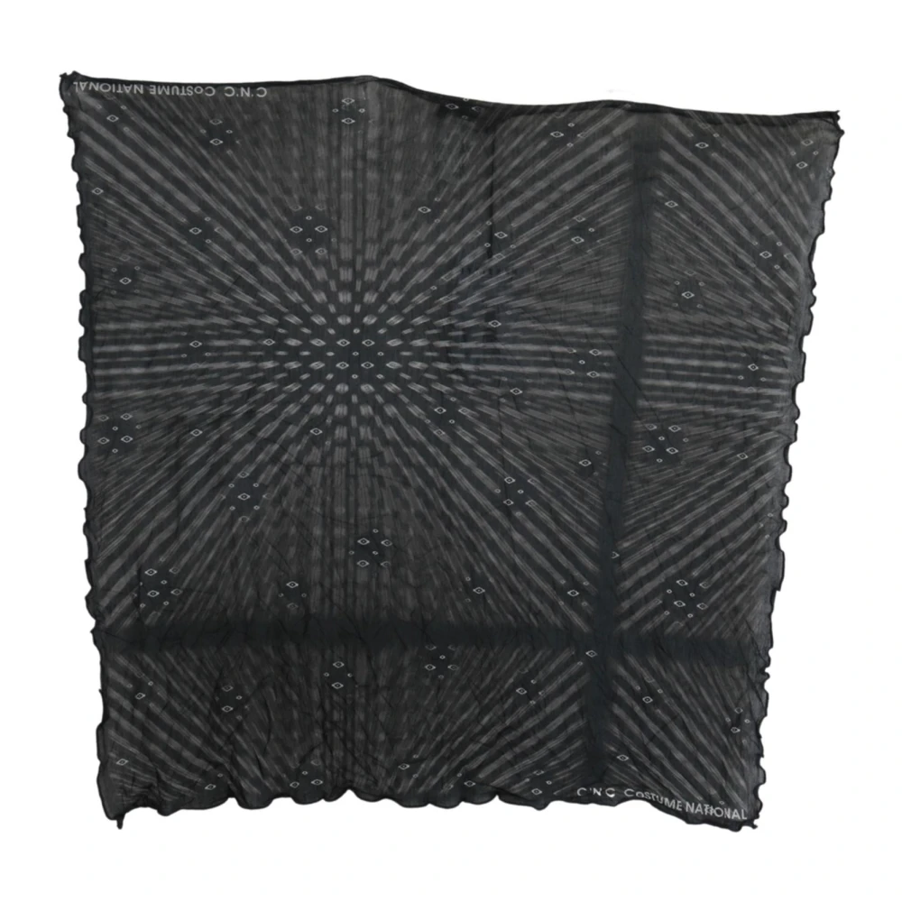 Costume National Women's Black Scarves, One Size, Striped Scarf Gray Viscose