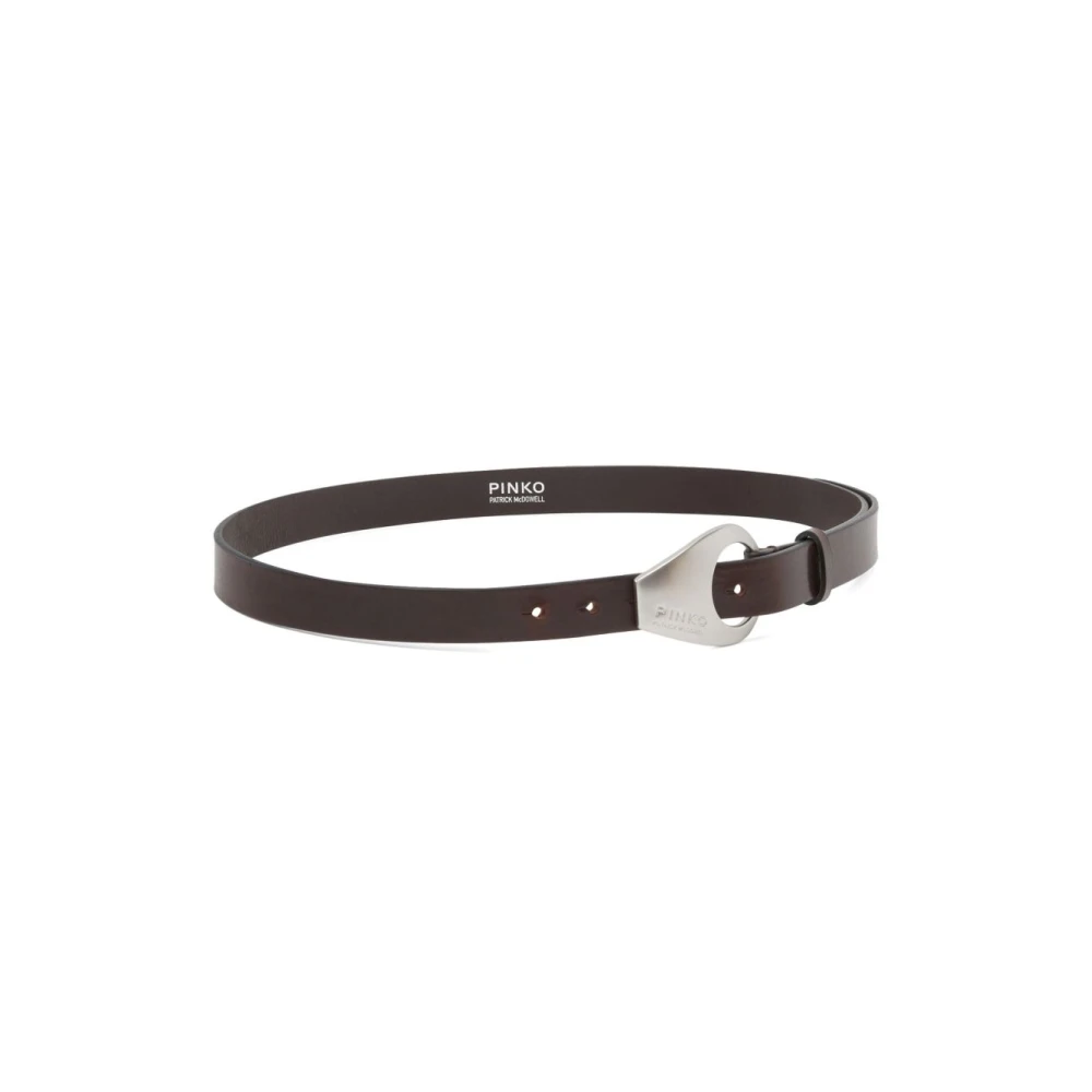 pinko Bruin Leren Riem met Gegraveerd Logo Brown Dames
