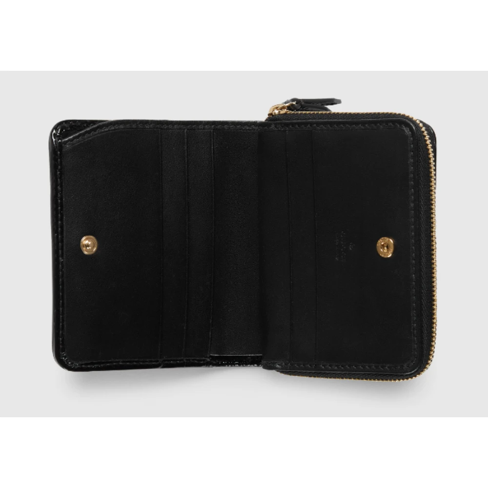 Gucci Zwarte Gewatteerde Chevron Mini Portemonnee Black Dames