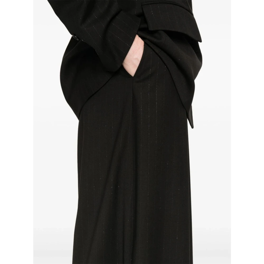 Andamane Zwarte Gestreepte Wijde Pijp Broek Black Dames