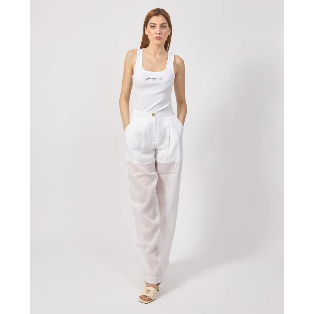 Armani Exchange Witte Palazzo Broek Transparant Vrouw White Dames