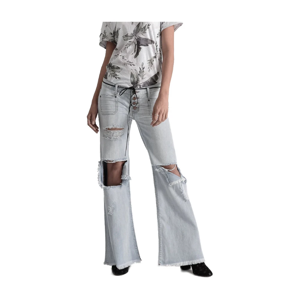 One Teaspoon Vintage Flare Denim Jeans Blue Dames