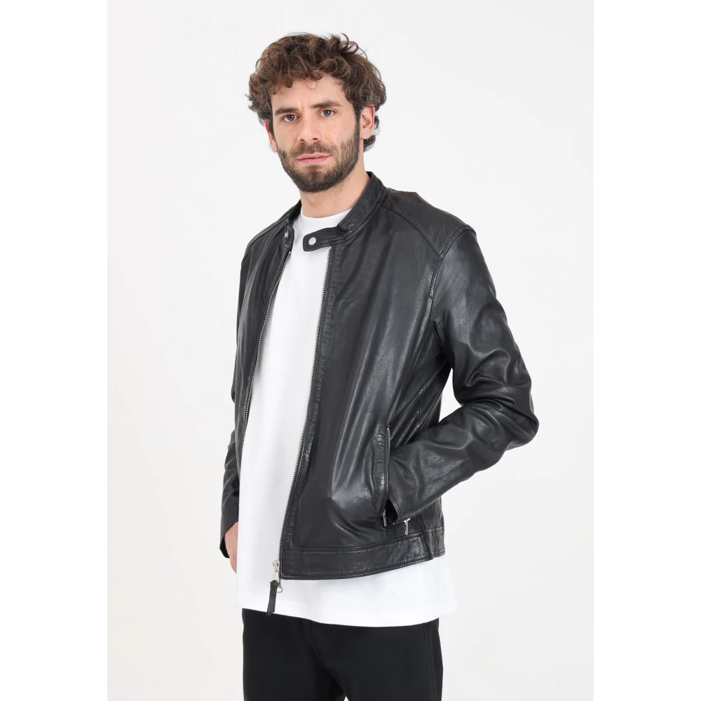 BomBoogie Leather Jackets Black Heren