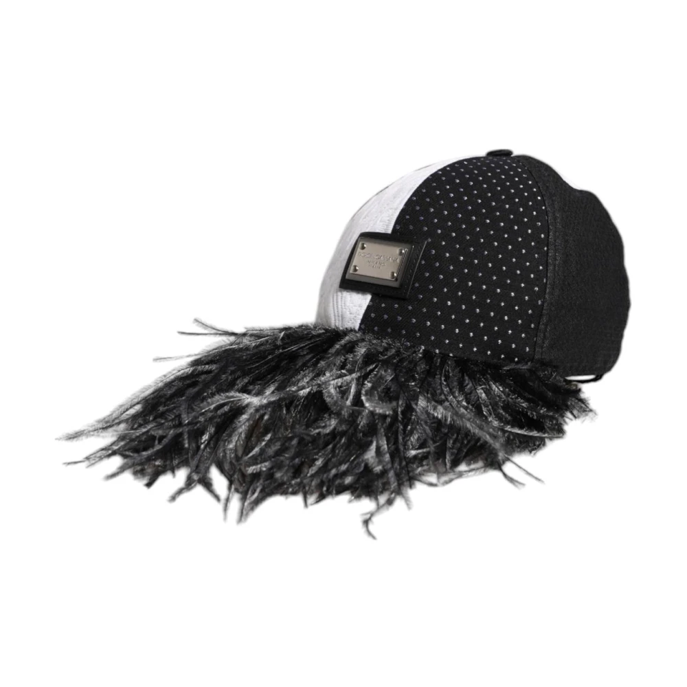 Dolce & Gabbana Vrouw Zwart Accessoires Dames, One Size, Katoen, Polka Dot Veer Baseballpet