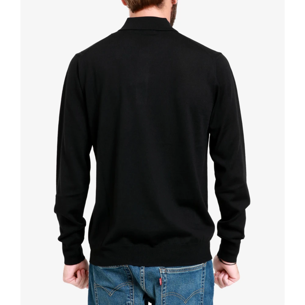 Paolo Pecora Zwarte Wol Polo Trui Black Heren