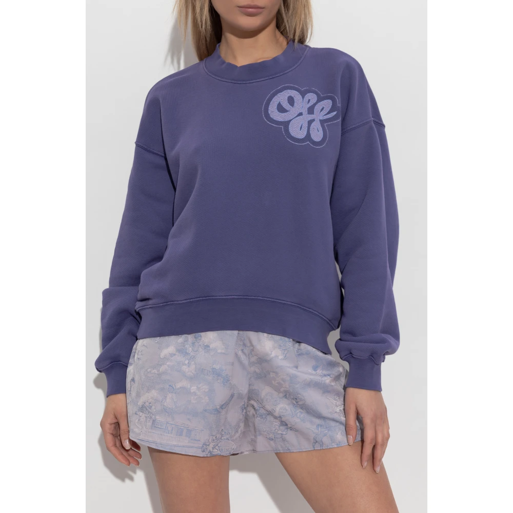 Off White Sweatshirt met logo Blue Dames