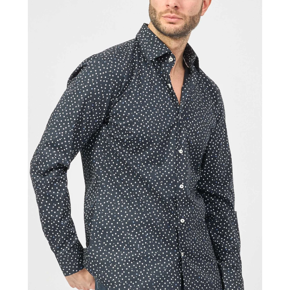 Hugo Boss Blauw Bloem Slim Fit Overhemd Blue Heren