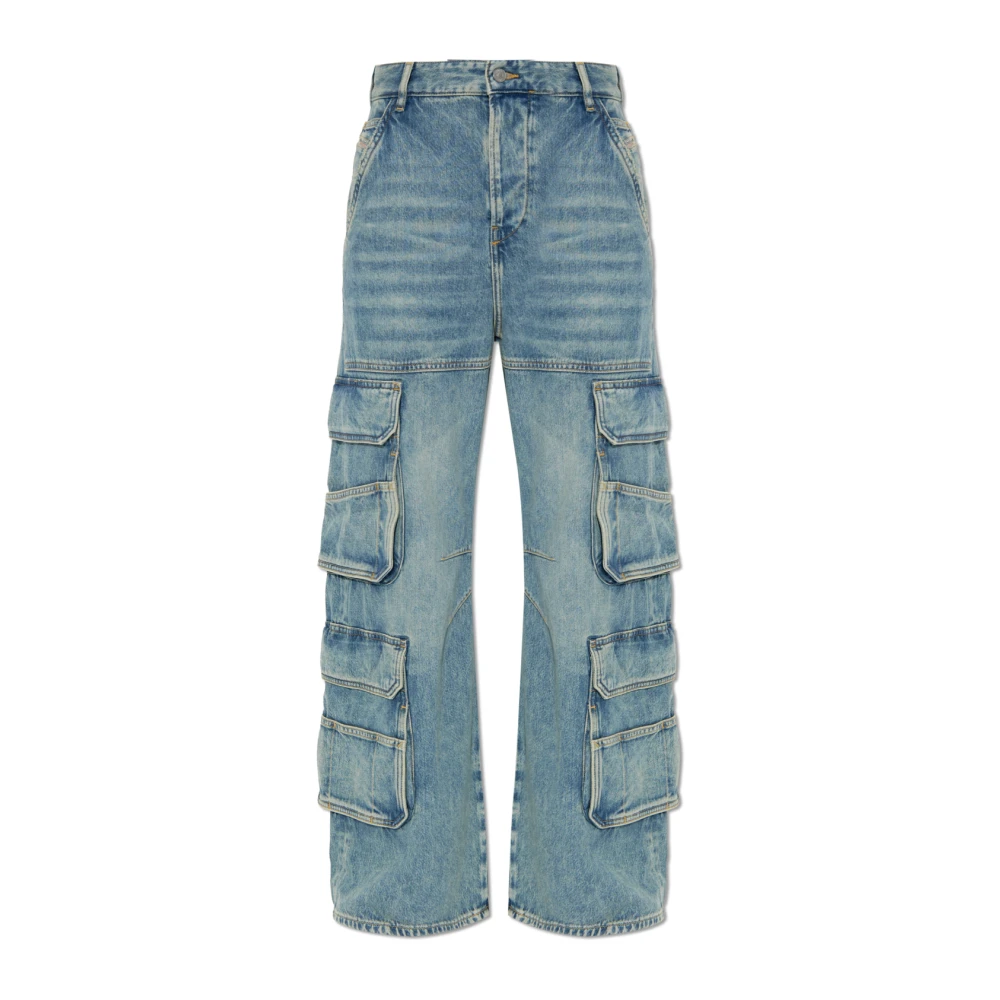 Diesel Women's Blue Wide Jeans, W25, Jeans D-Sire-Cargo-D