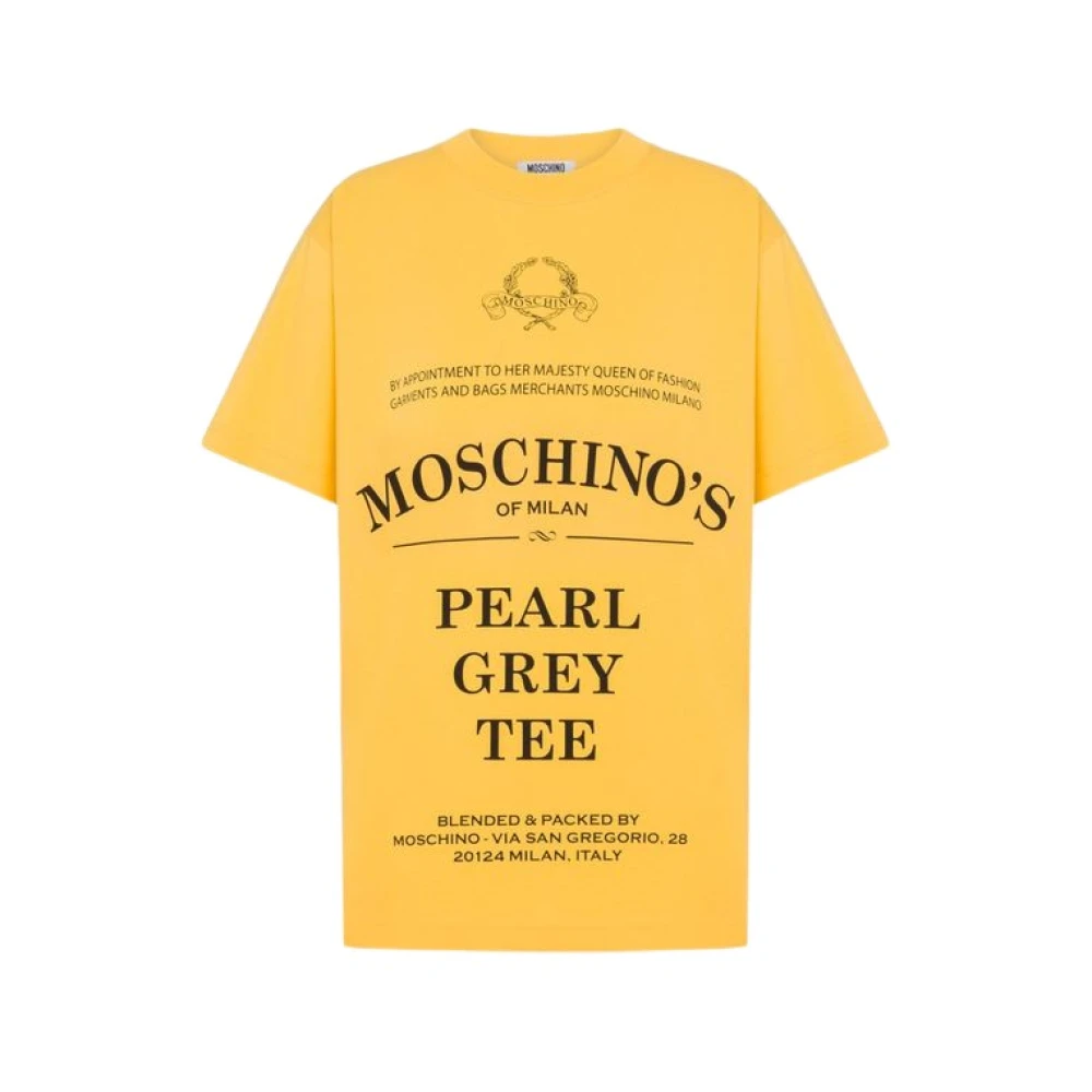 Moschino Unisex Geel Bedrukt Katoenen Jersey T-Shirt