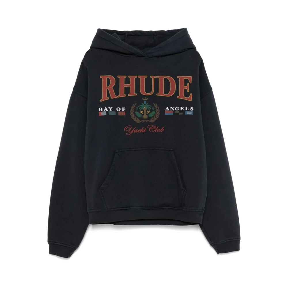 Rhude Zwarte hoodie met voorlogo print Black Heren