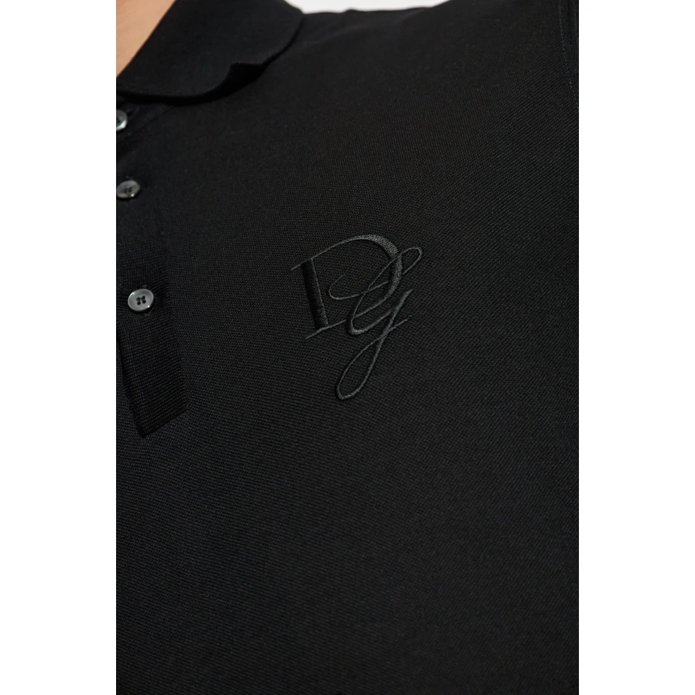 Dolce & Gabbana Katoenen polo met logo Black Heren