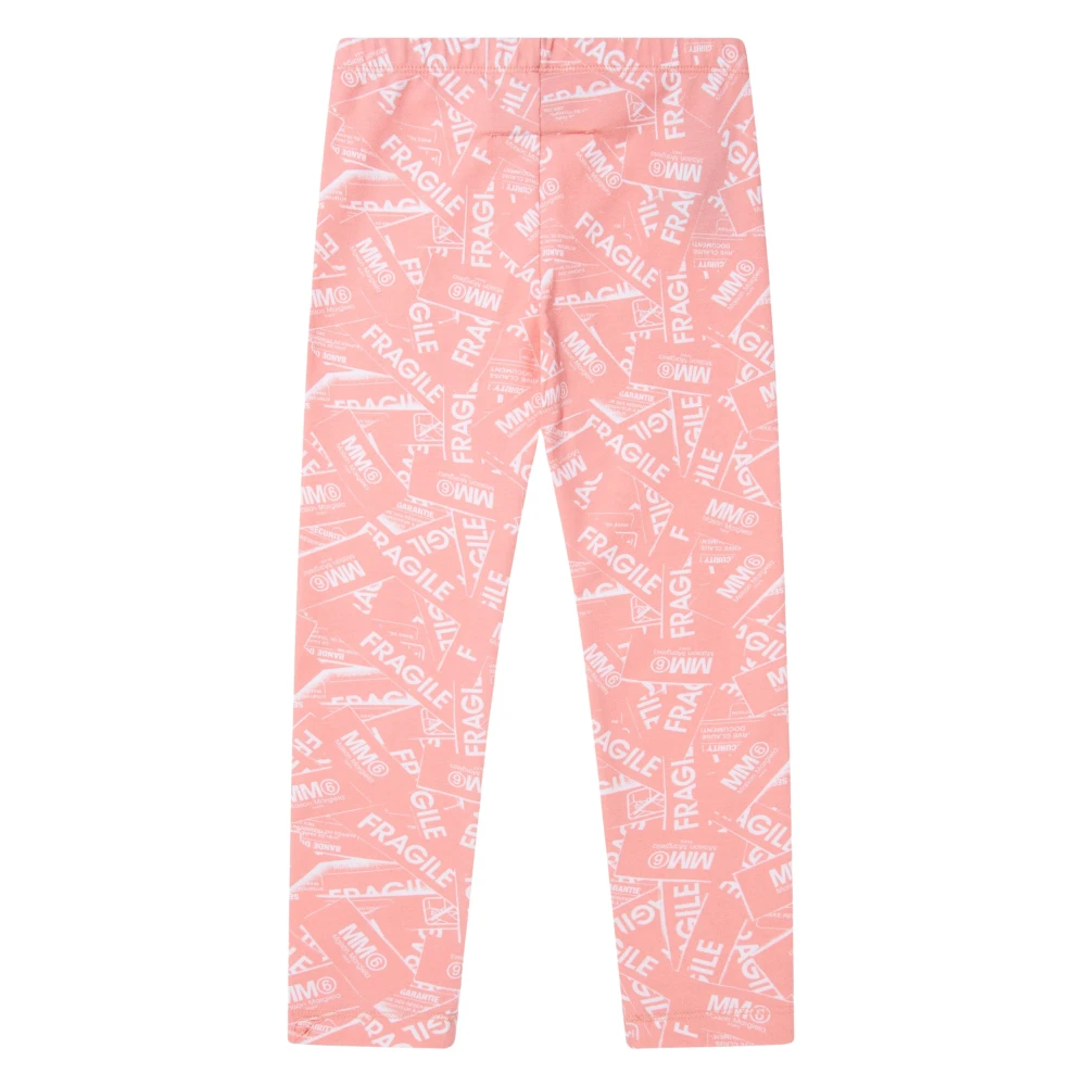 Mm6 Maison Margiela Unisex Kids Pink Leggings, 10 Y, Kids Fragile Logo Print Leggings