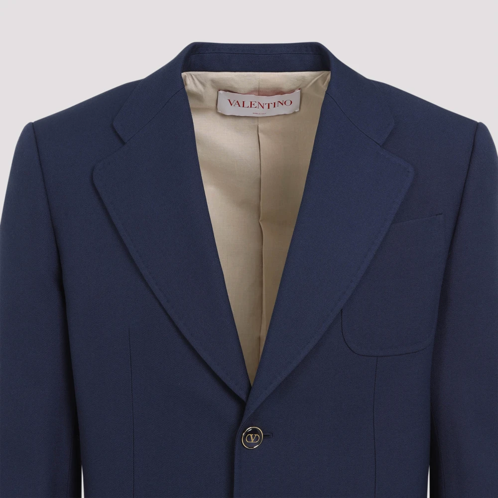 Valentino Blauwe Wollen Jas Herenmode Blue Heren