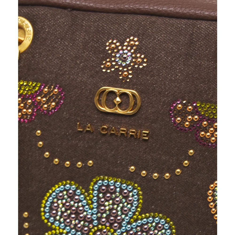 La Carrie Schoudertas met strass en bloemenpatroon Brown Dames