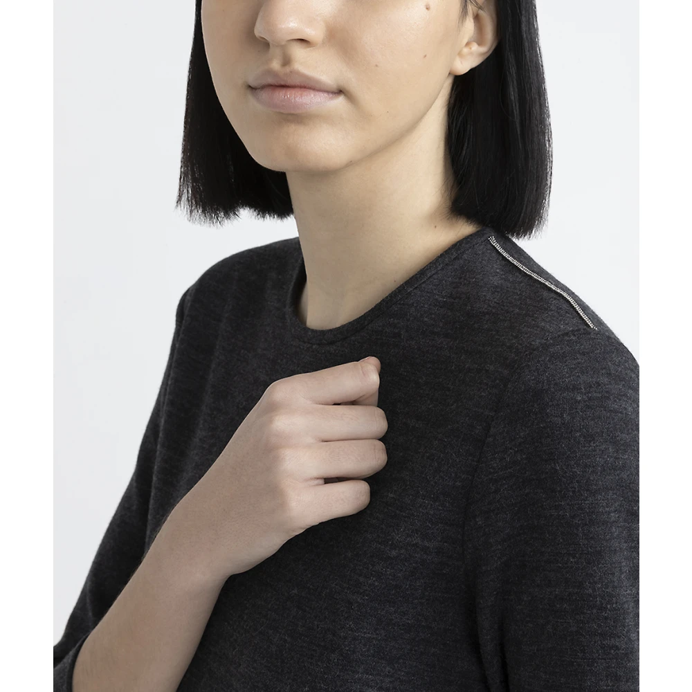 PESERICO Vloeibare wol-katoenen jersey midi jurk Gray Dames