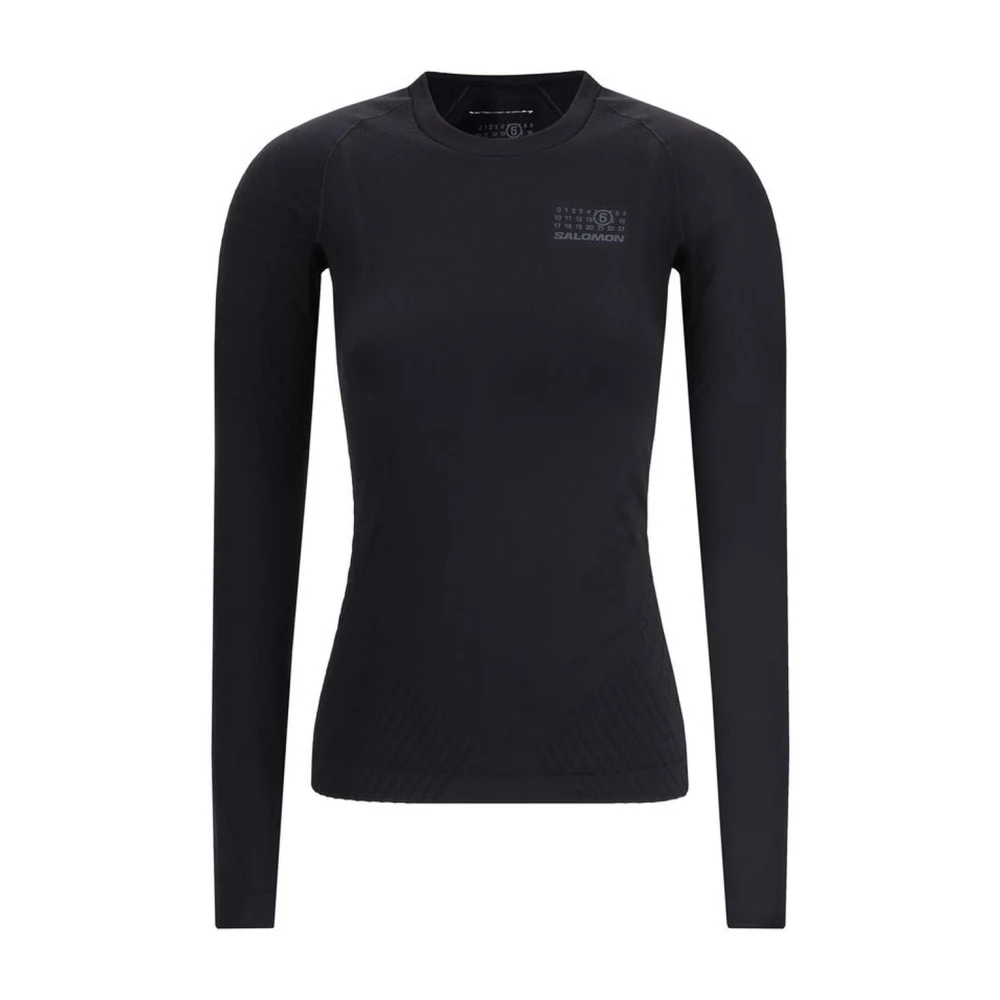 MM6 Maison Margiela Contrasterend Monogram Thermisch Jersey voor buiten Black Dames