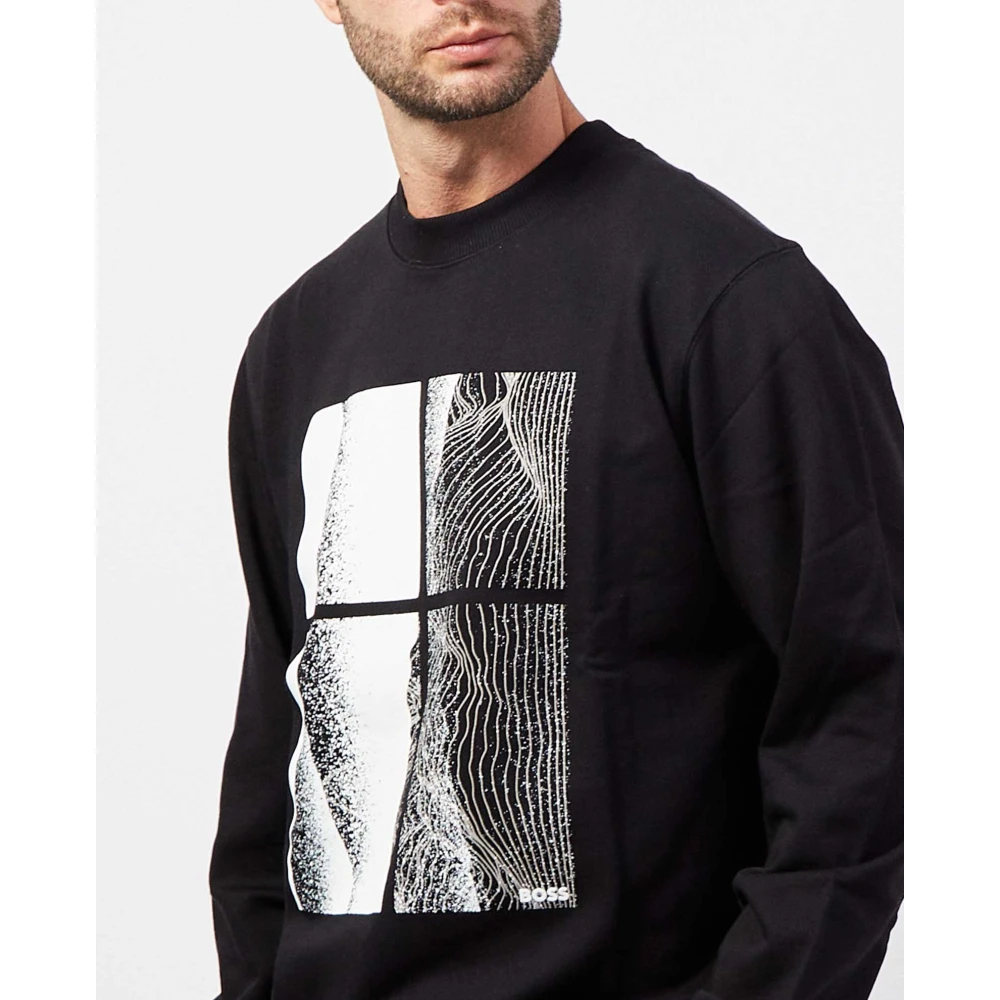 Boss Zwarte Crewneck Sweater Black Heren