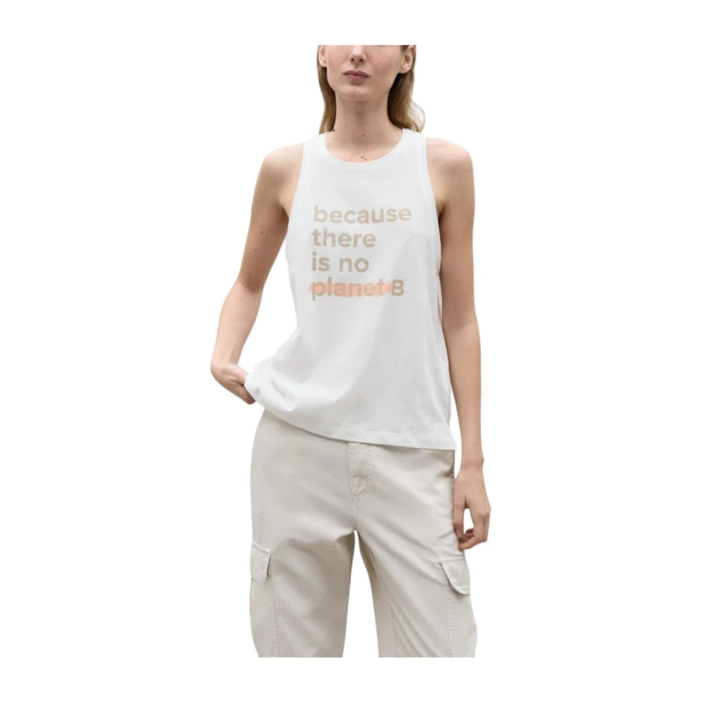 Ecoalf Mouwloos Underlinedalf T-shirt White Dames