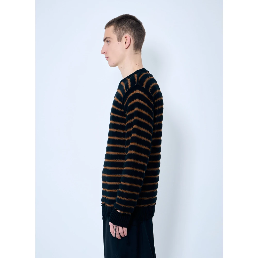 MM6 Maison Margiela Gestreepte trui met distressed effect Black Heren