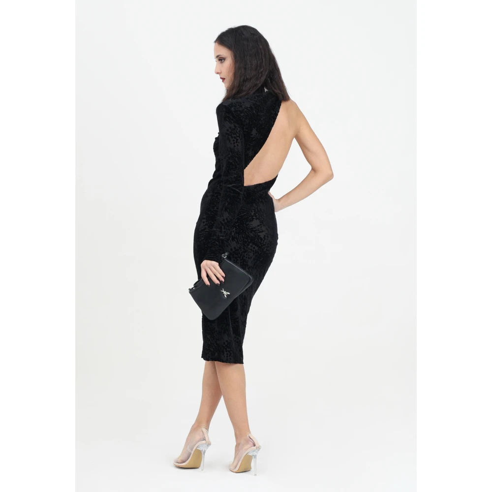 PATRIZIA PEPE Zwarte Devoré Midi Jurk Black Dames