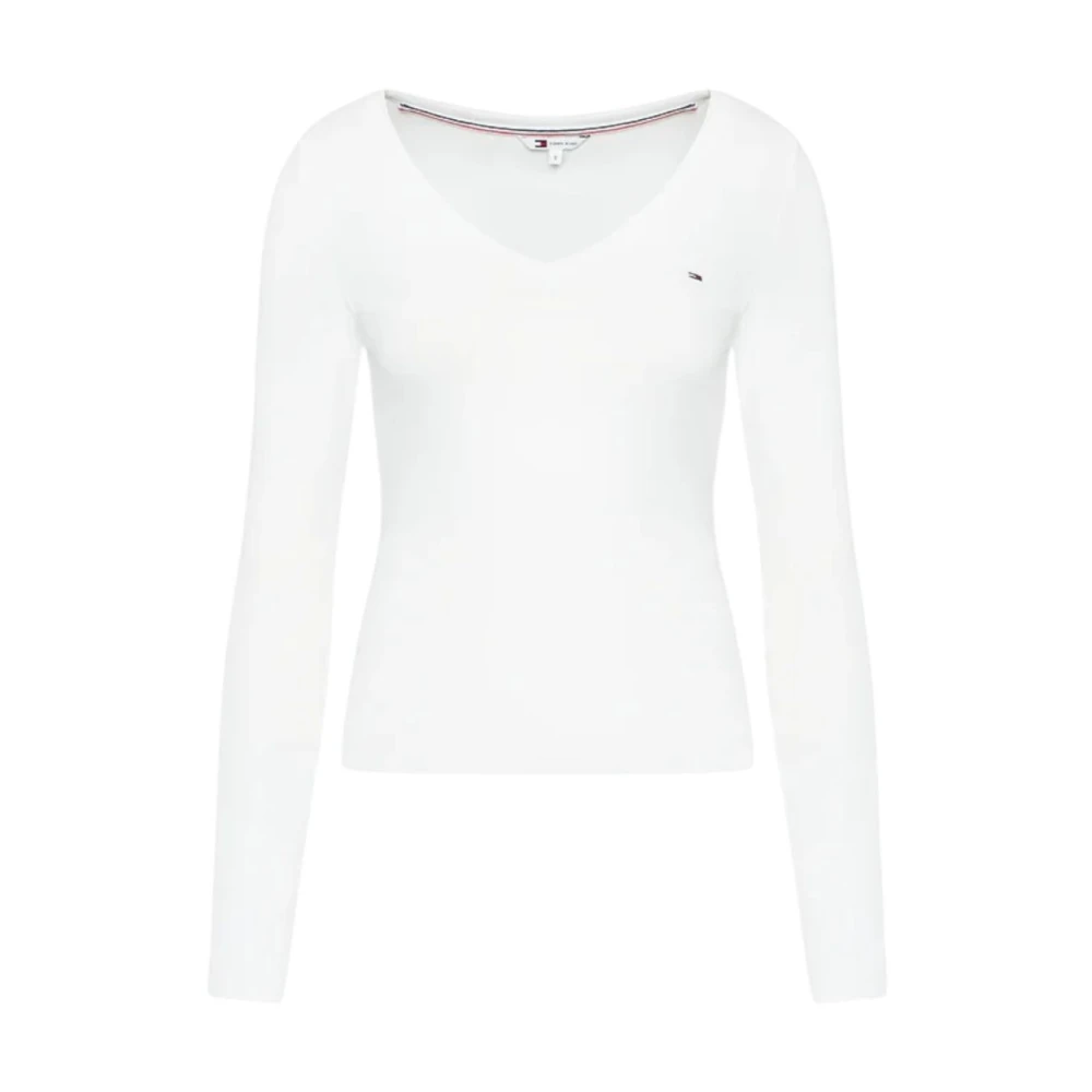 Tommy Jeans V-ringad Topp White, Dam