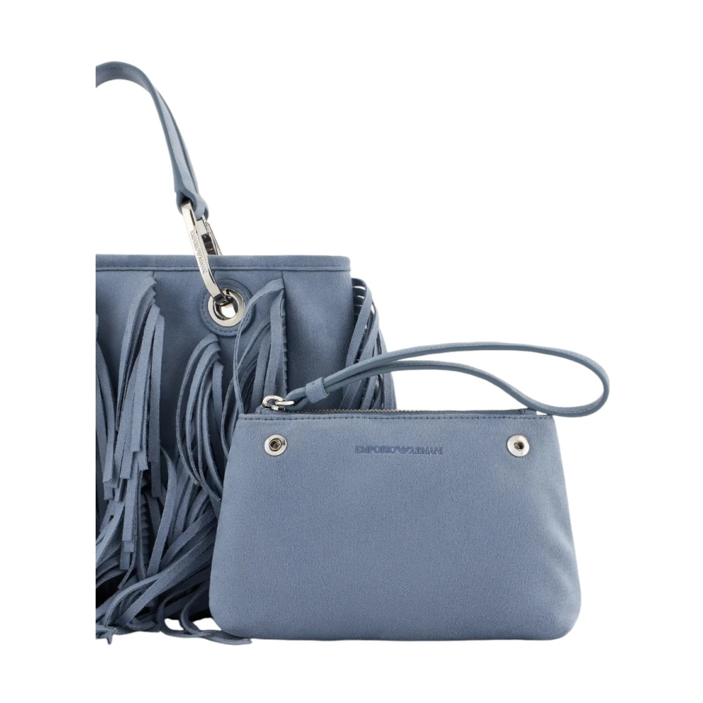 Emporio Armani Stijlvolle Leren Portemonnee Blue Dames