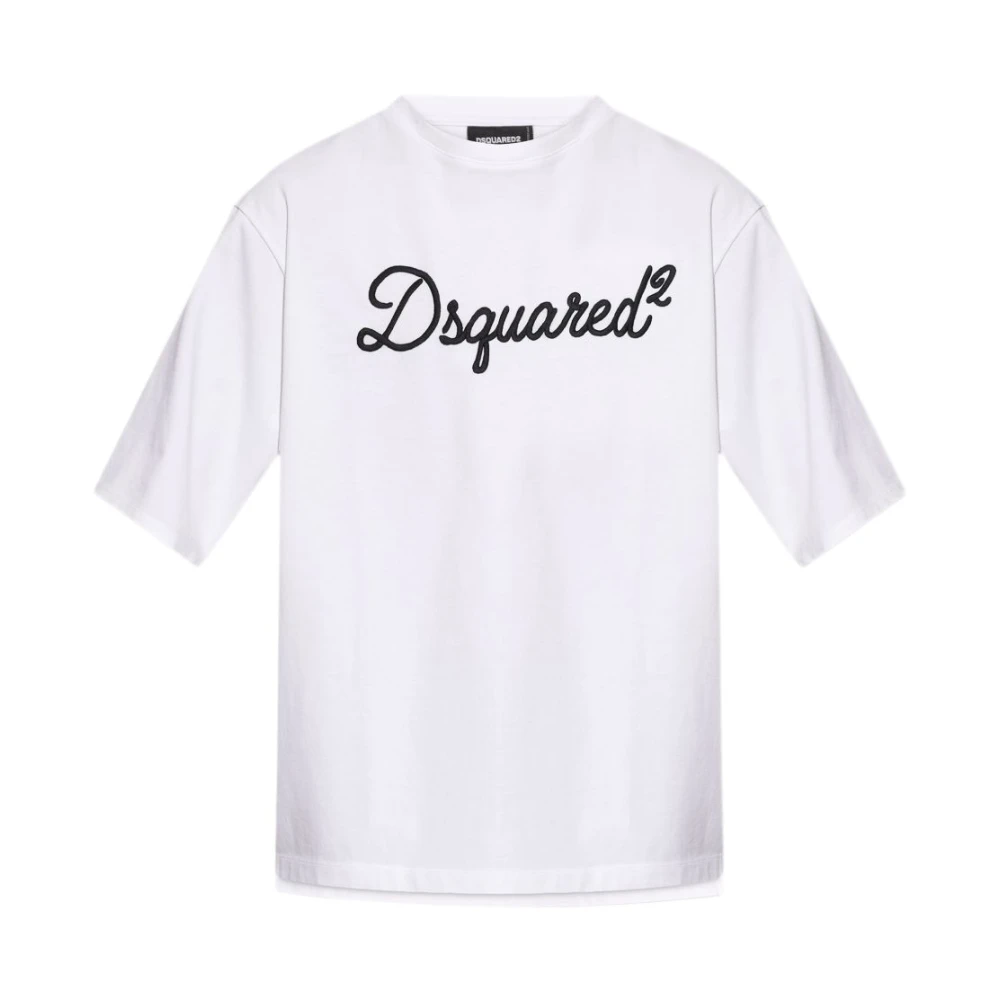 Dsquared2 Men's White L, Logo-Embroidered T-Shirt