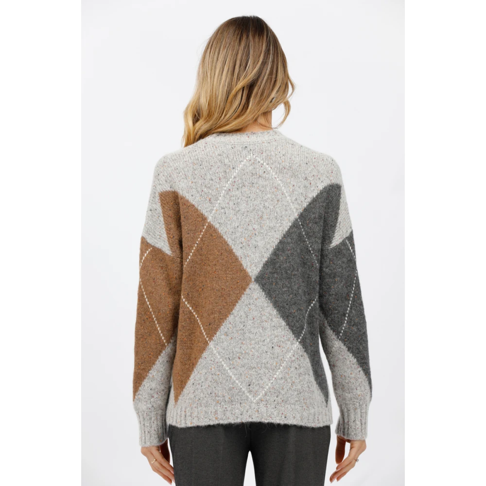 Gran Sasso Diamantpatroon Ronde Hals Trui Multicolor Dames