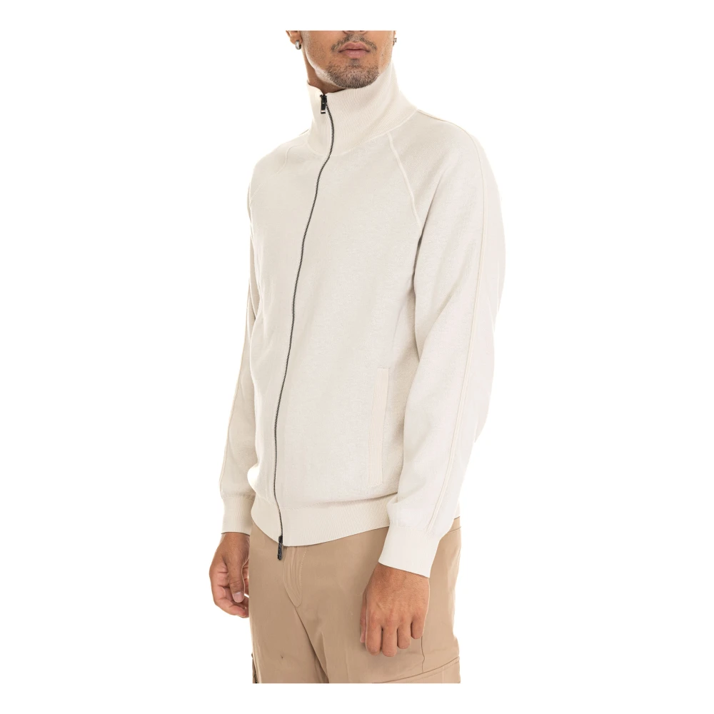 Boss Double Zip Sweatshirt Beige Heren