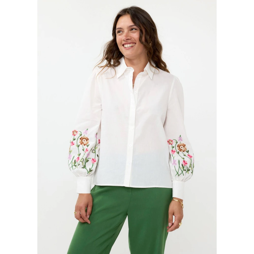 Ydence Bloemenblouse met lange mouwen White Dames