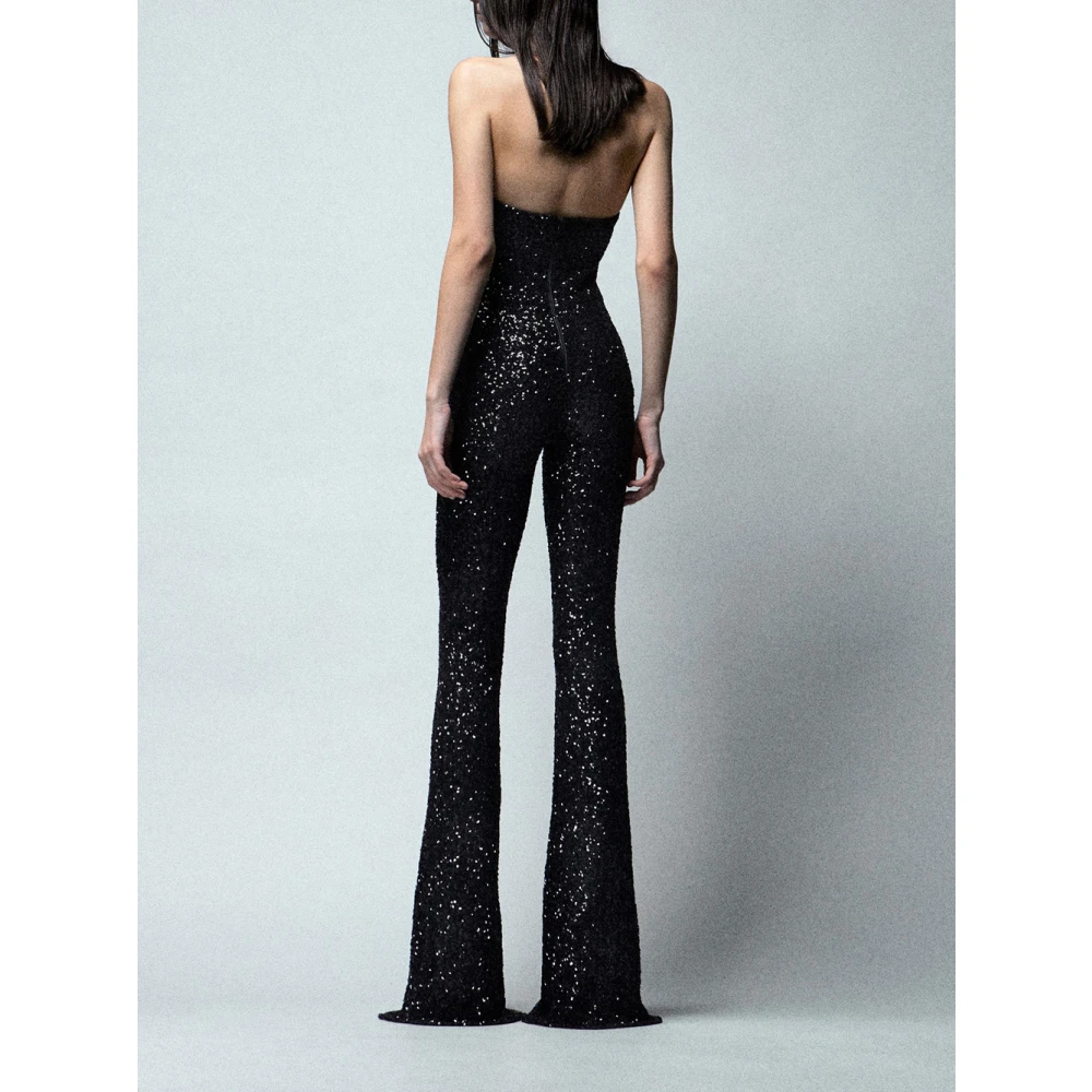 Aniye By Zwart Paillet Jumpsuit Elegant Stijl Black Dames