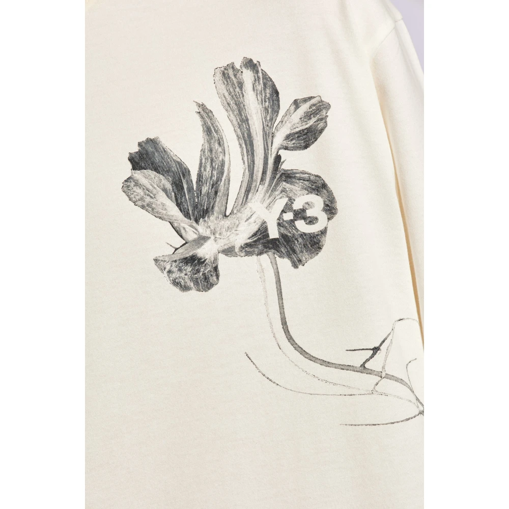 Y-3 T-shirt met bloemenmotief Beige Heren