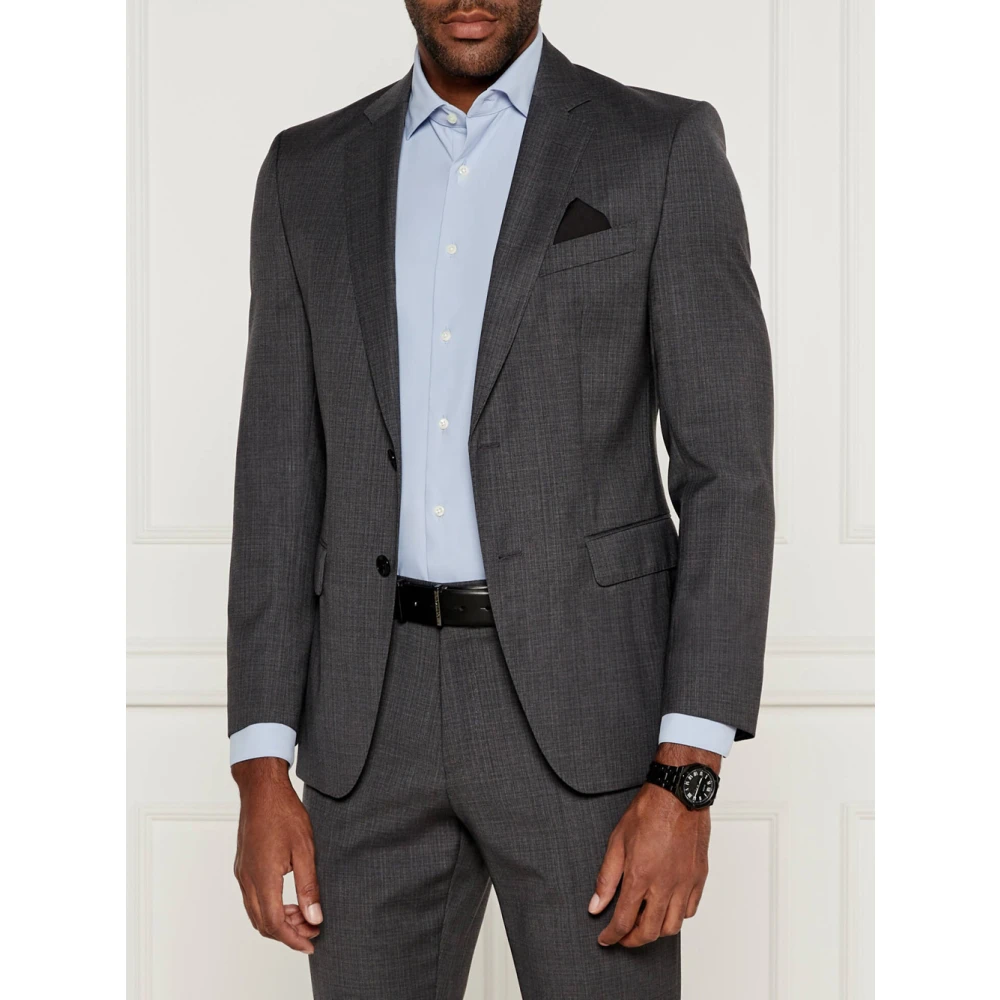 Hugo Boss Elegant Grijs Wollen Pak Gray Heren