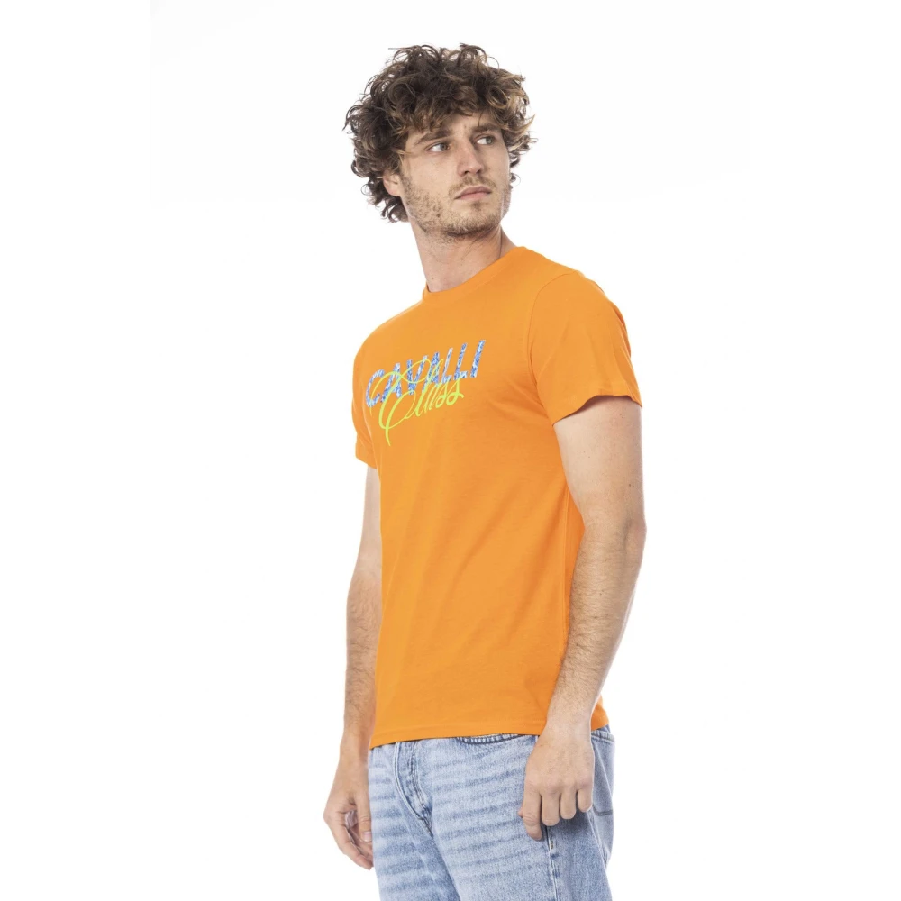 Cavalli Class Logo Print Korte Mouw T-shirt Orange Heren