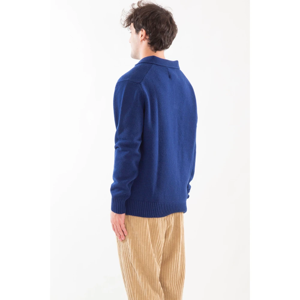Seven Gauge Polo Lambswool Sweater Blue Heren