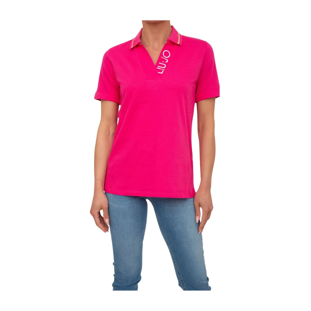 Liu Jo Women's Pink Polo Shirts, Female,, Classic T-Shirt For Everyday Wear Extra Small