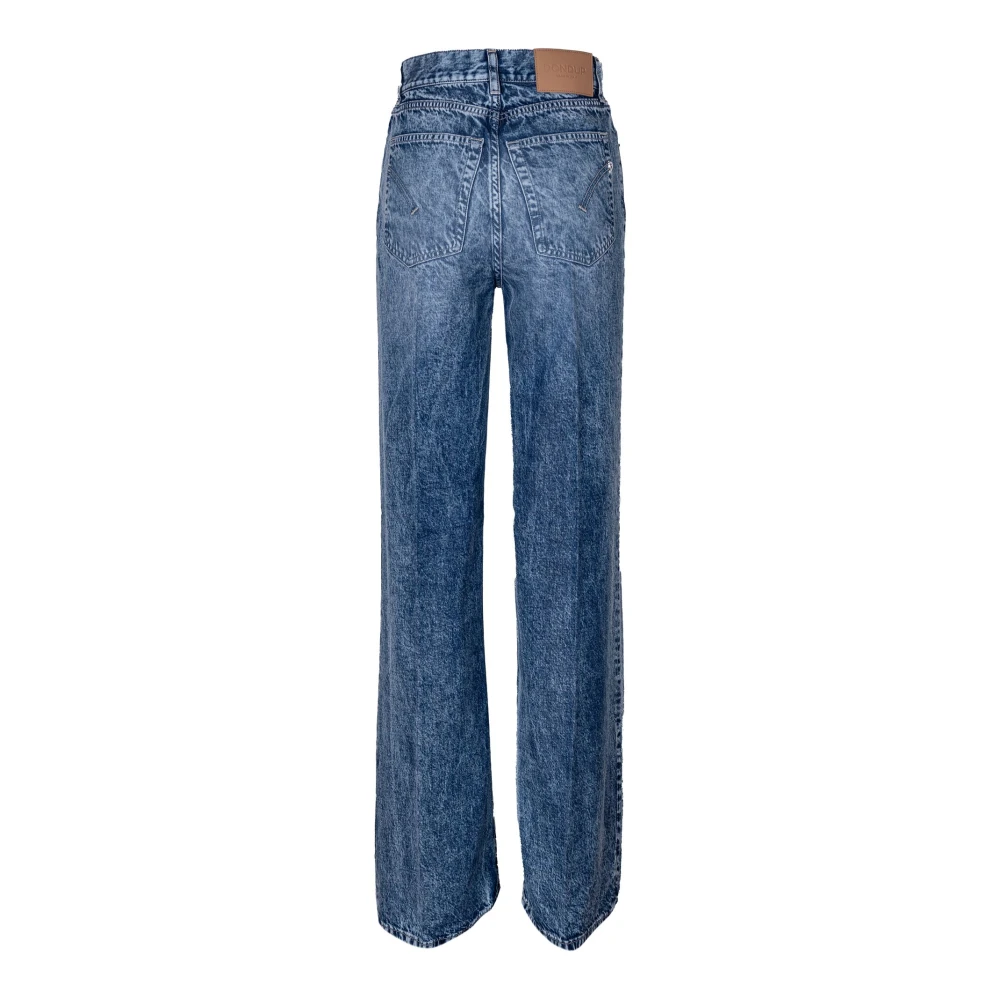 Dondup Dames Wide Leg Jeans. Hoge taille. Lichtgewicht stof. Blue Dames