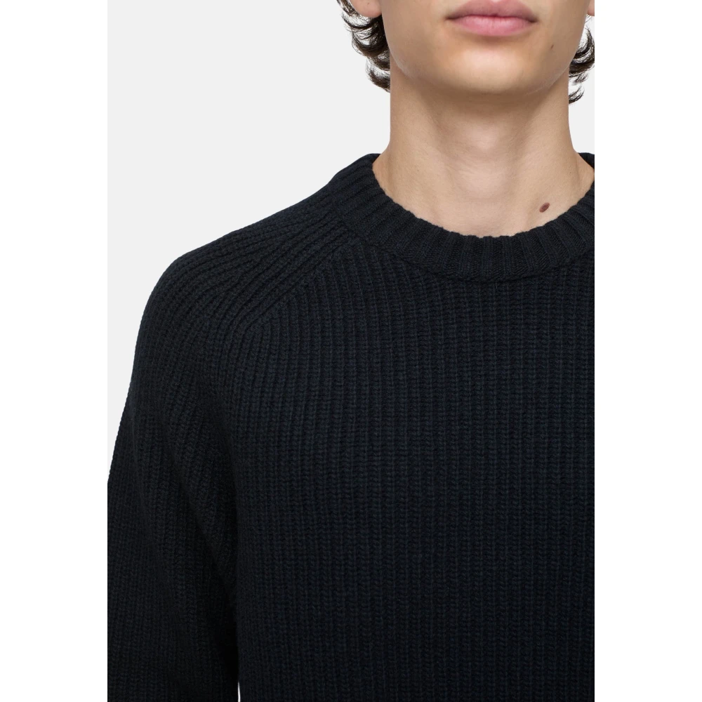 closed Raglan ronde hals geribbelde trui Black Heren