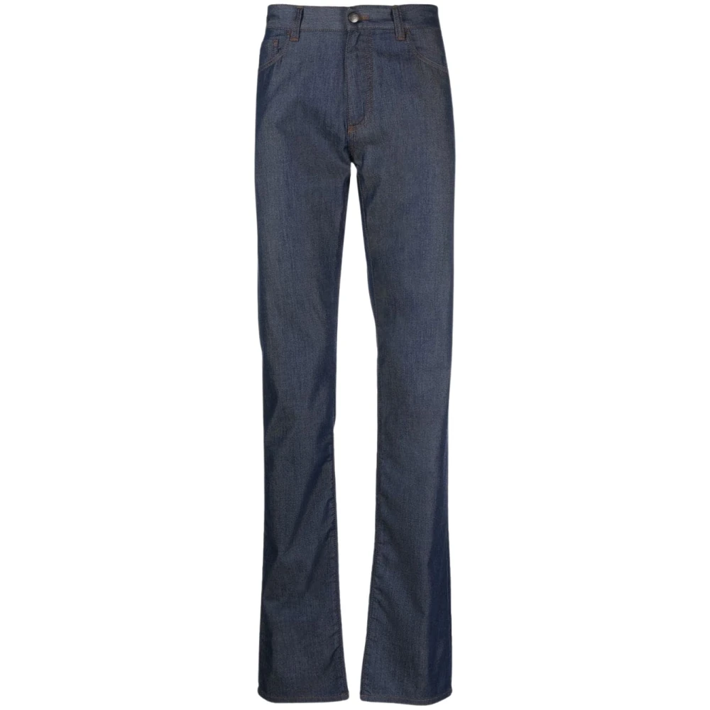Canali Donkerblauwe Straight Cut Jeans Blue Heren