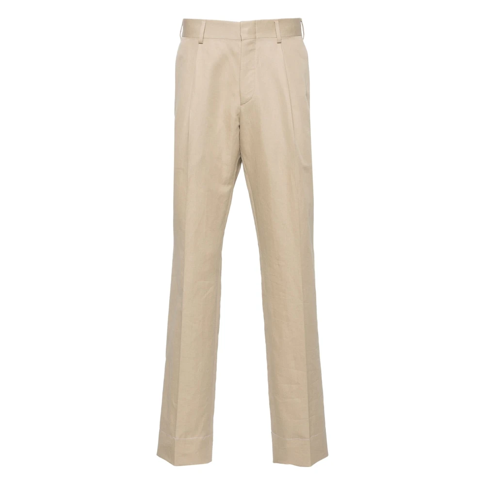 Brioni Casual Beige Linne Bomullsbyxor Beige, Herr