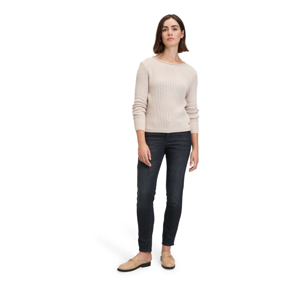 Betty & Co Chunky Gebreide Trui met Lurexdraad Beige Dames