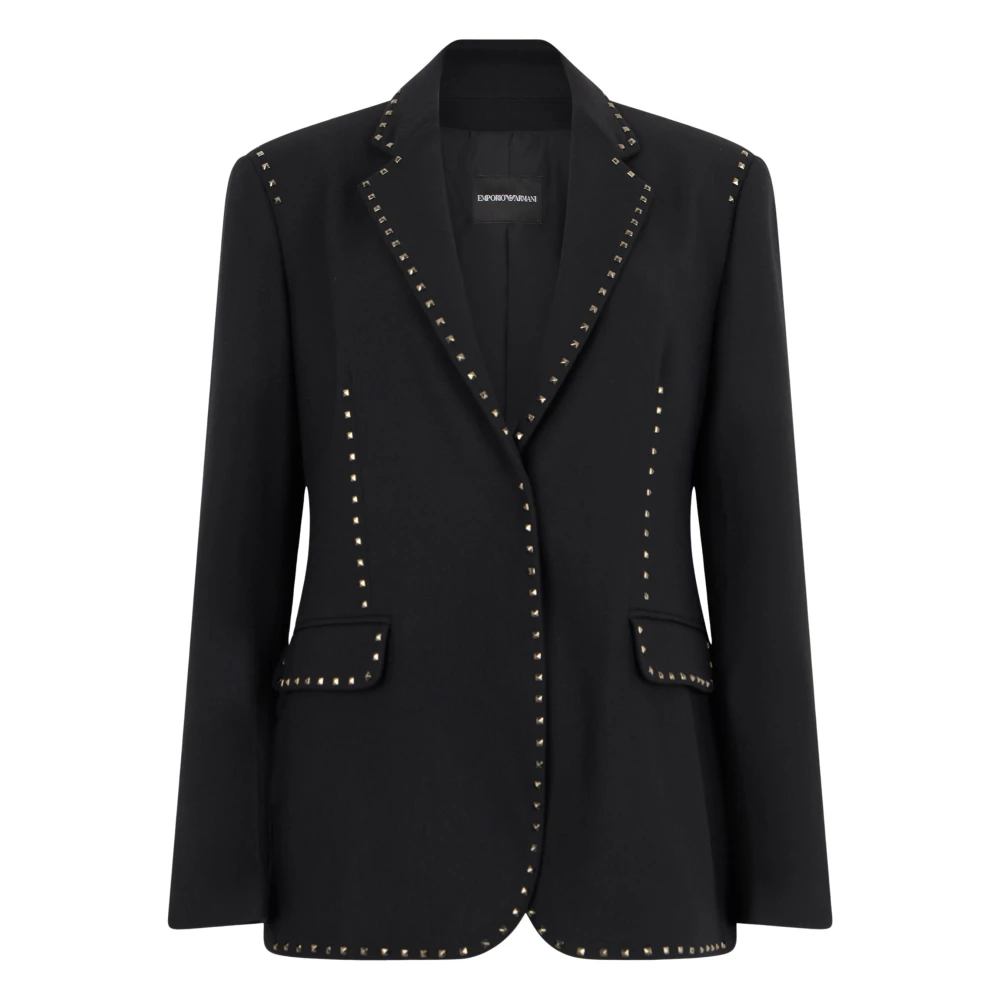 Emporio Armani Single-Button Blazer With Studs - Female - Blazers - Black - S - Jackets