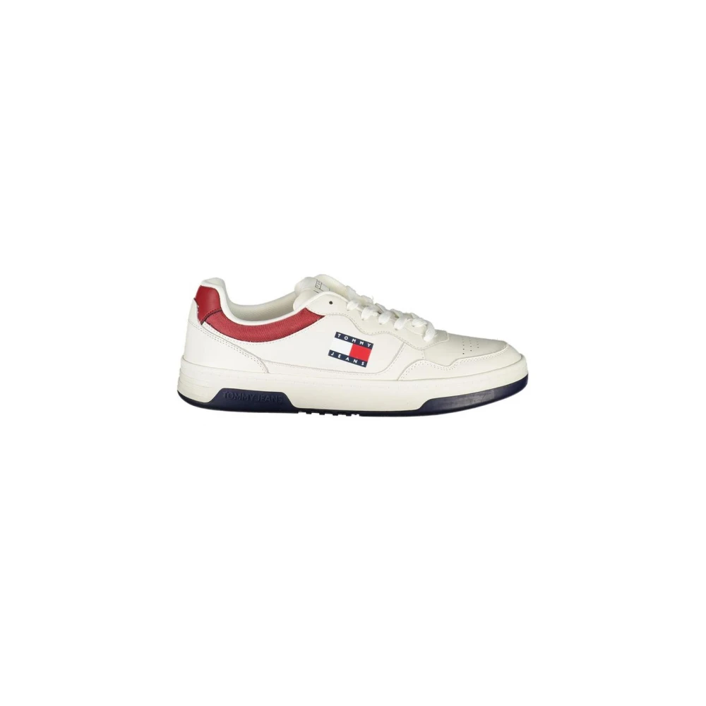 Tommy Hilfiger Men's White Sneakers, 10 Uk, Polyester Trainers For