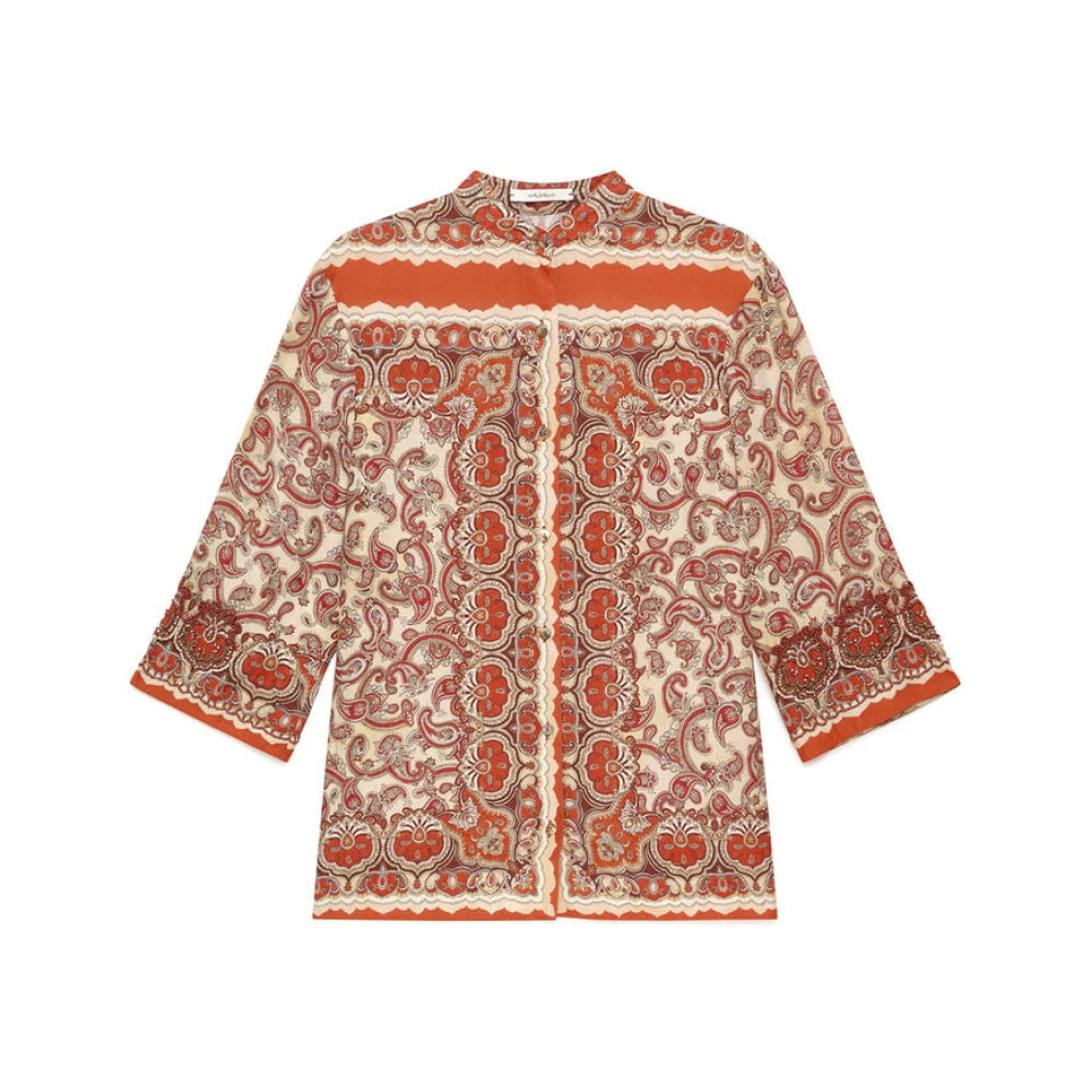 Maliparmi Women's Beige Shirts, M, Sunset Paisley Kaftan