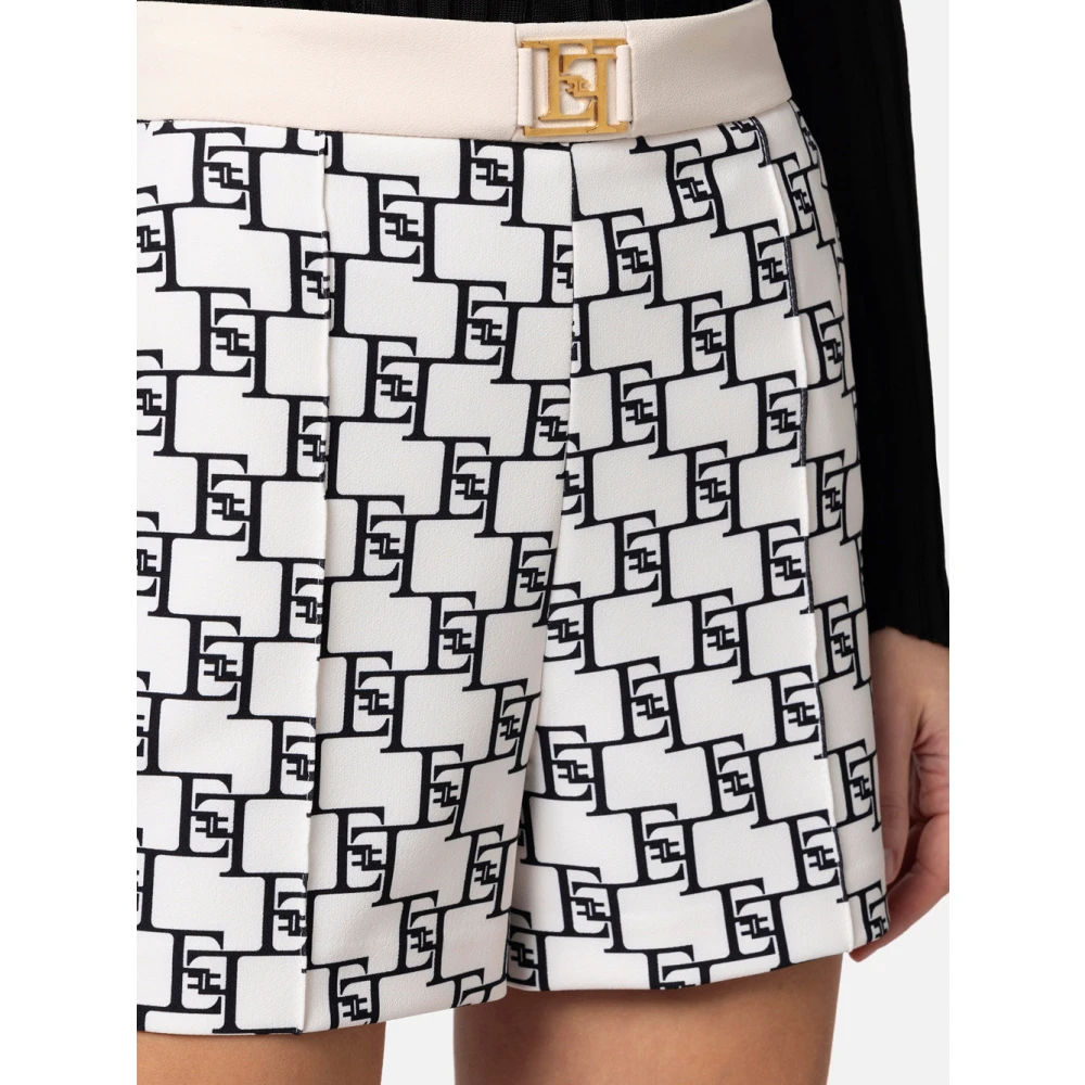 Elisabetta Franchi Shorts met hoge taille en logo print Multicolor Dames