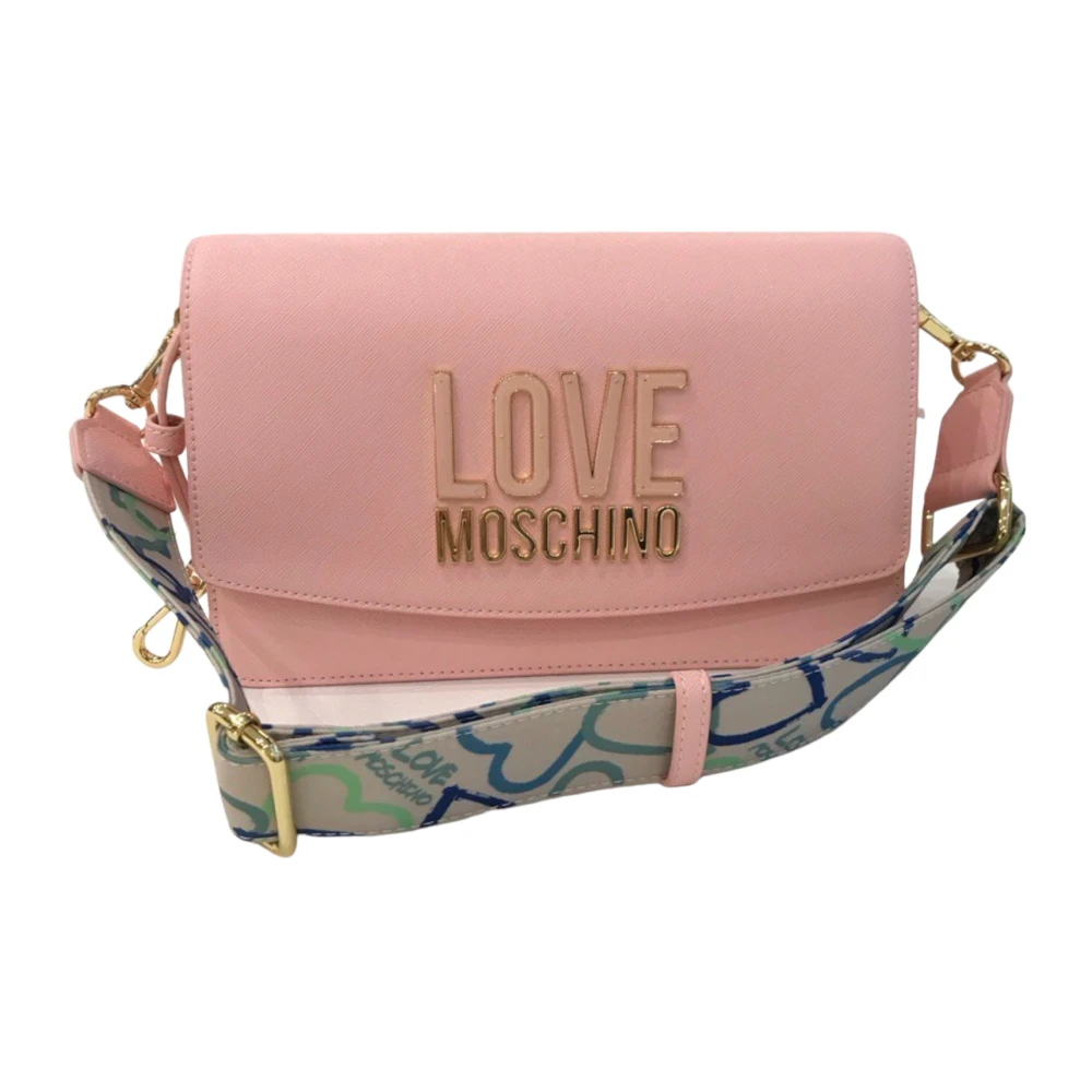 Love Moschino Hart Print Crossbody Tas Pink Dames