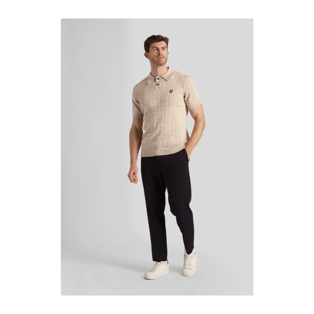 Lyle & Scott Kabelgebreide Polo Blue Heren